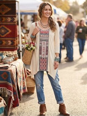 Johnny Was Izzy Embroidered Tunic, NWT